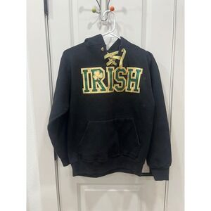 Eagle USA Heavyweight Black Irish Clover Lace Up Hoodie Sweatshirt Youth Small